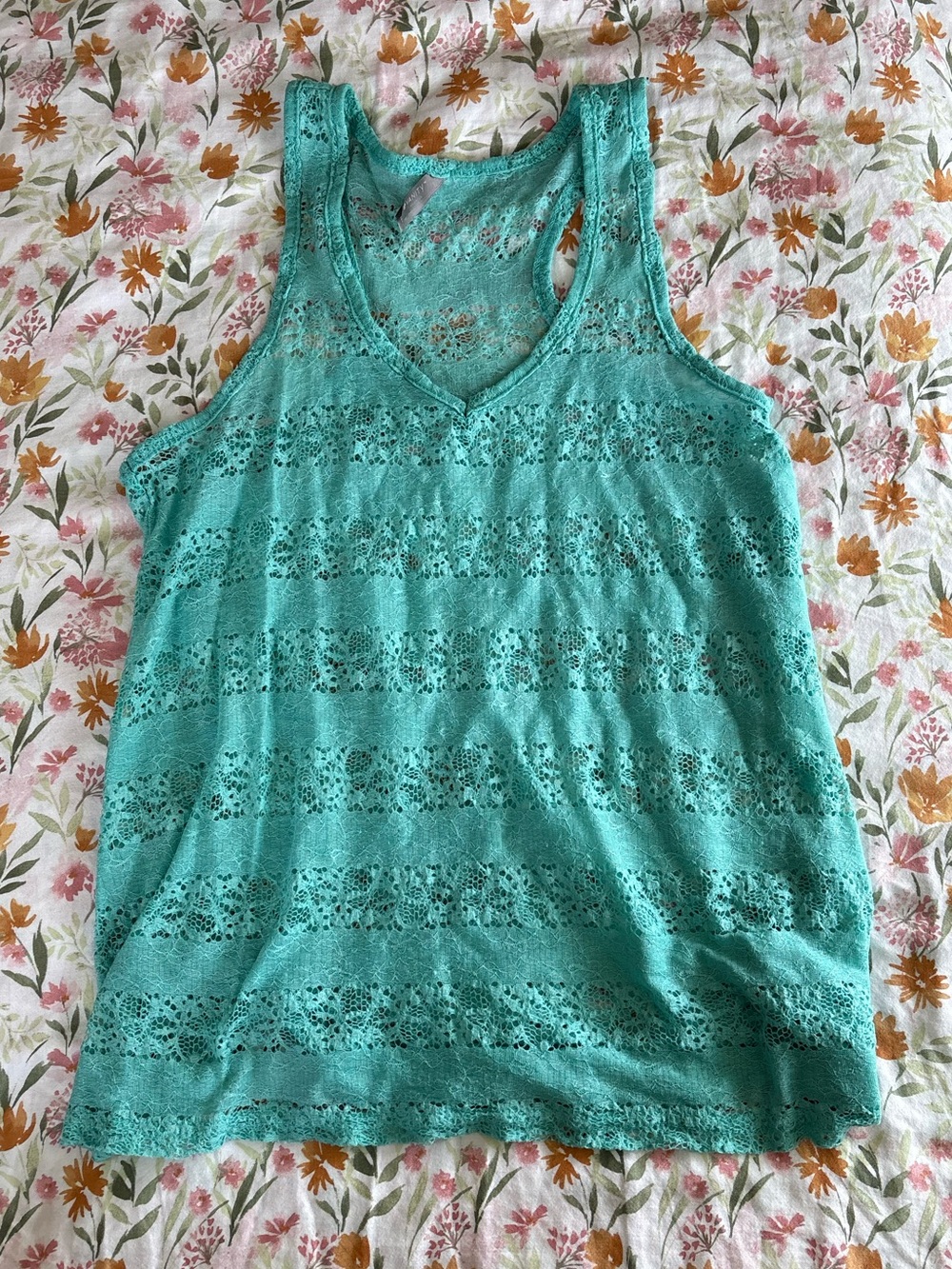 Vanity Y2K Vibrant Blue Lace Tank Top Size Medium Mesh Mermaid Beach Summer